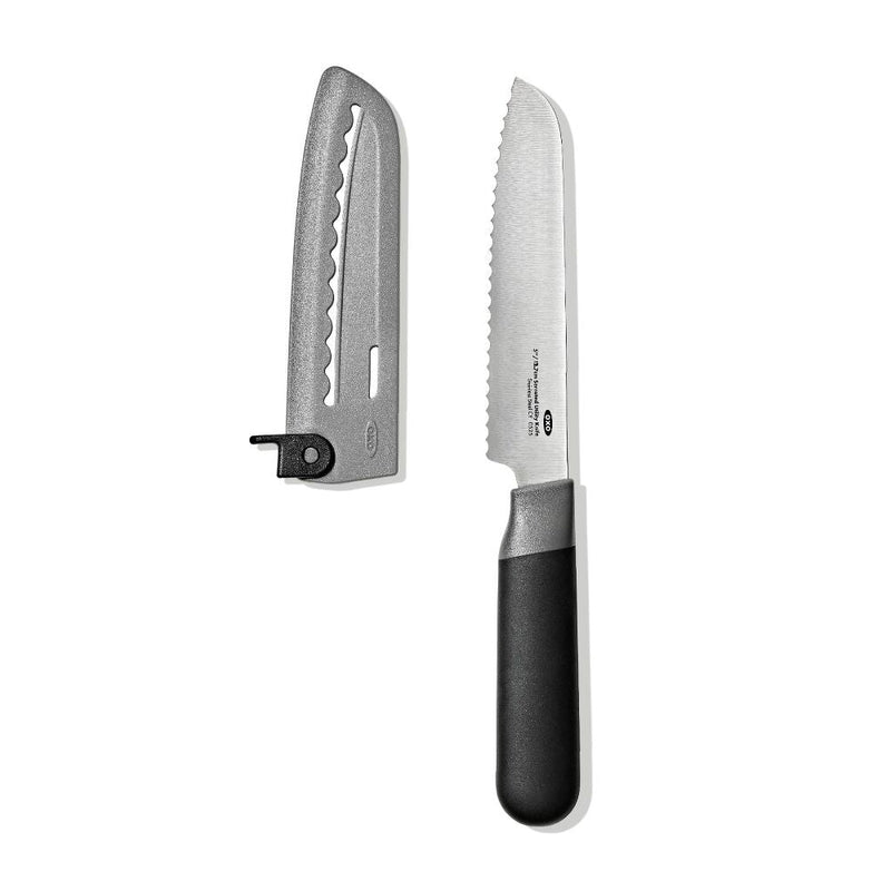 5 in Serrated Utility Knife with Locking Sheath W5