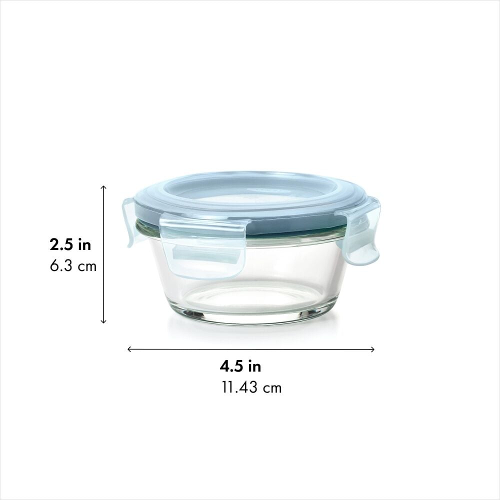 Smart Seal 1-Cup Glass Round Container - Arctic Blue F4