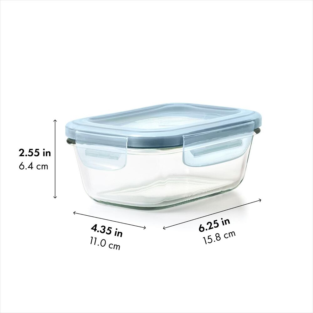 Smart Seal 1.6-Cup Glass Rectangle Container - Arctic Blue R8