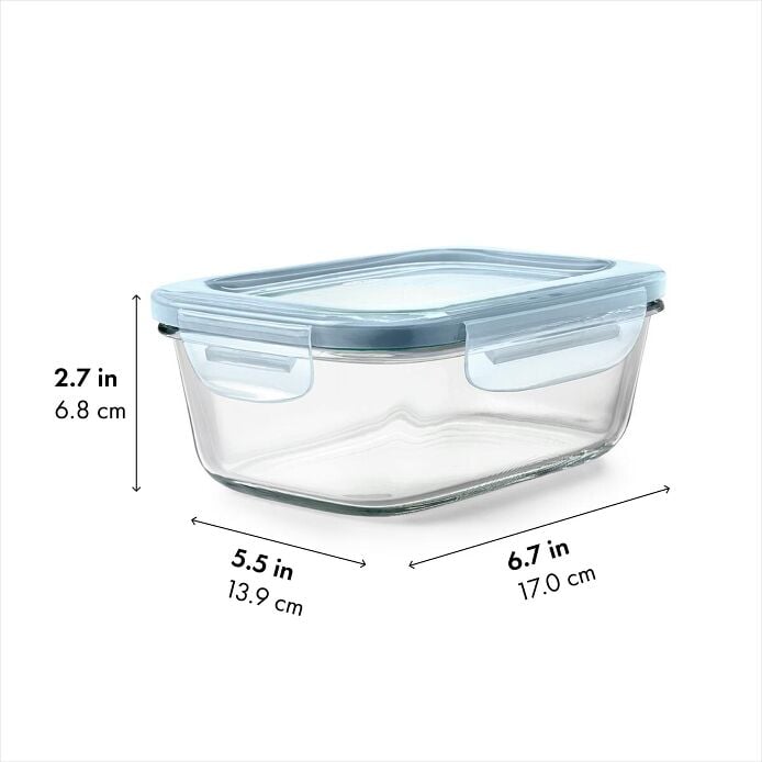 Smart Seal 3.5-Cup Glass Rectangle Container - Arctic Blue G1