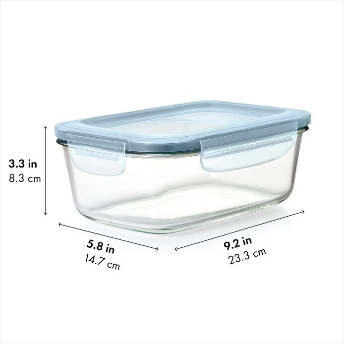 Smart Seal 8-Cup Glass Rectangle Container - Arctic Blue D1