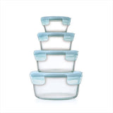 8-Piece Smart Seal Glass Round Container Set - Arctic Blue J7