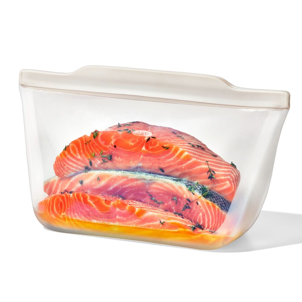 Silicone Reusable Bag - Stand-Up Half Gallon (64 oz) - Oat J4