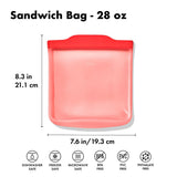 Silicone Reusable Bag - Sandwich Bag (28 oz) - Watermelon E9