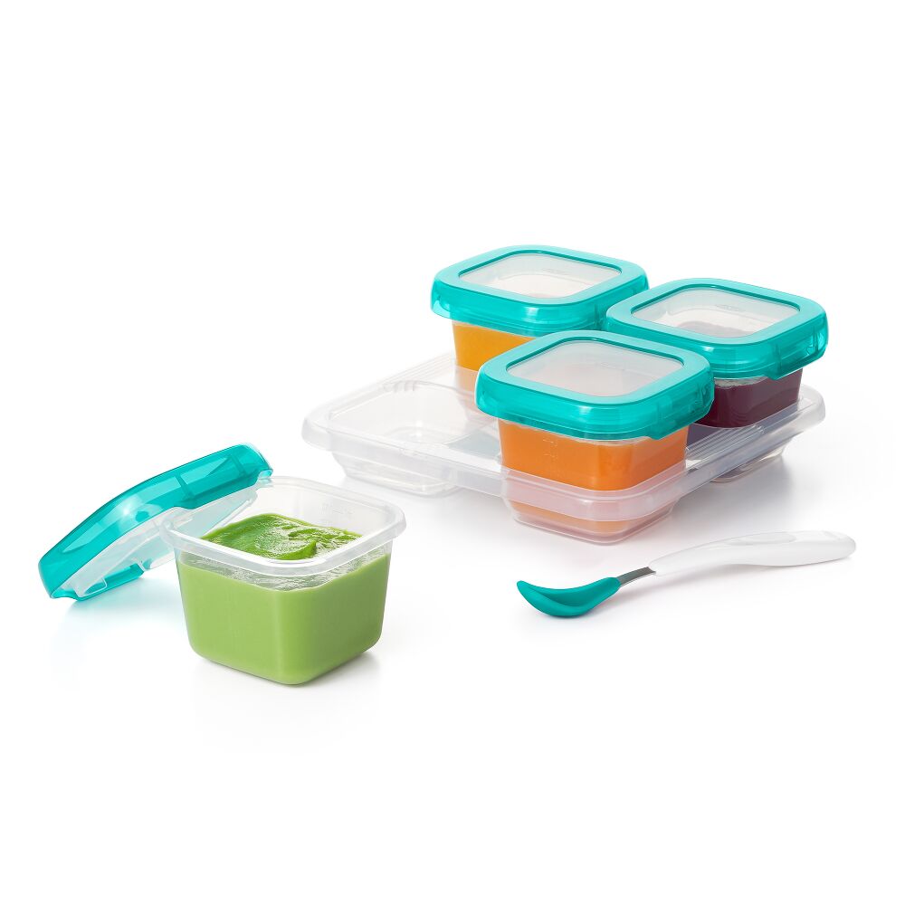 6 oz Baby Blocks™ Plastic Freezer Storage Containers - Tot Teal N0