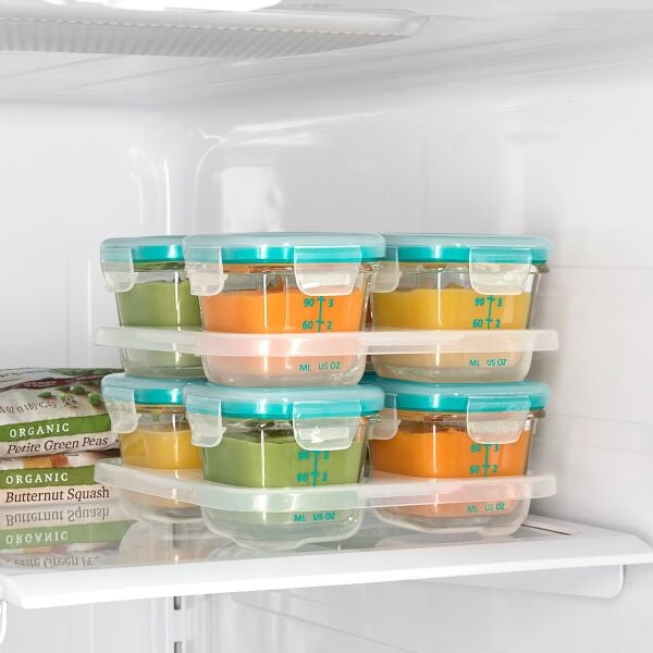 Baby Blocks Glass Food Storage Containers 4 Oz - Tot Teal W9